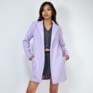 Women's Open-Front Notch Solid Coat - Purple